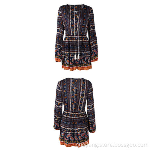 New Design Floral Dress Woman Boho Midi Vestidos